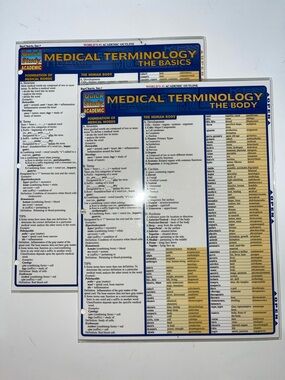 5/$25 Medical Terminology Quick Study Academic Laminated Chart - Blue/Yellow